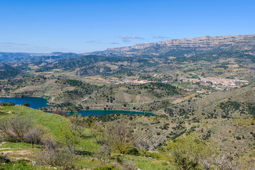 Fototapeta na wymiar View of Cornudella and the Monstant mountain, Spain