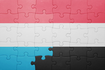 puzzle with the national flag of luxembourg and yemen