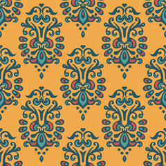 Luxury Damask seamless tiled motif vector pattern