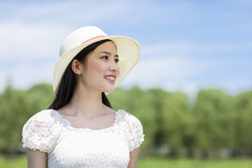 Young woman in grass area