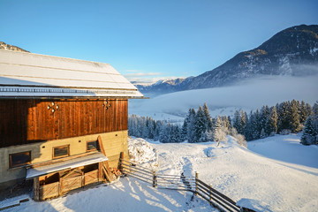 Winter landscape with old barn near Bad Gastein, Pongau Alps - Salzburg Austria Europe