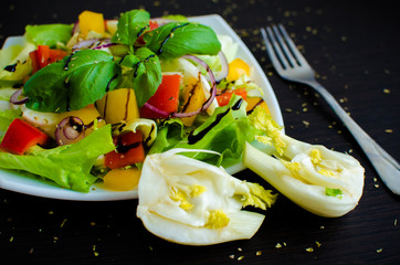 Fresh vegetable salad with fennel