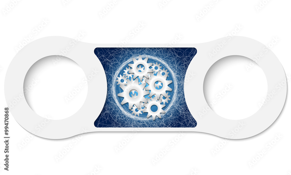 Poster two circular connected boxes for your text and cogwheels