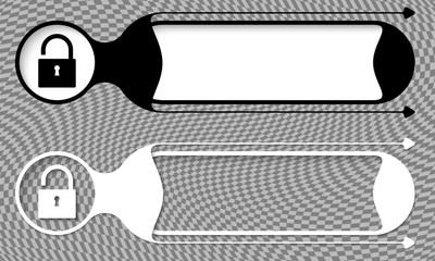 Two vector buttons with padlock and abstract background