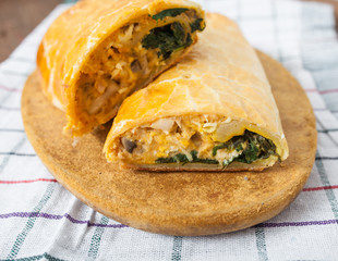 Chicken roll stuffed with spinach and cheese