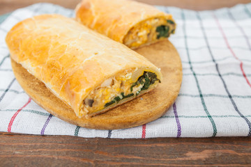 Chicken roll stuffed with spinach and cheese