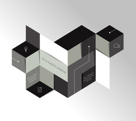 Infographic square tab, chart. Polygonal design.