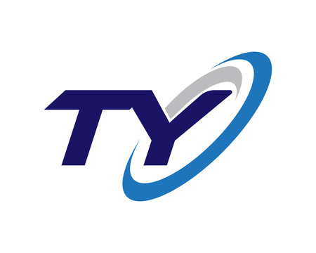 TY Letter Swoosh blue Logo