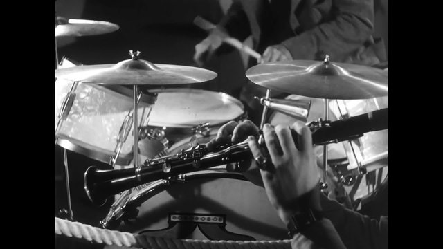 Musicians playing drums and clarinet, 1940s