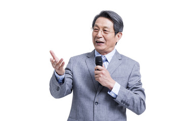 Senior man giving a speech