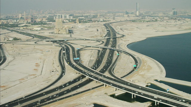 Aerial Dubai Intersection Dubai Creek Oud Metha Road Persian Gulf UAE 