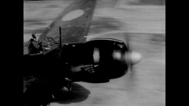 Imperial Japanese Navy plane taking off  from aircarft carrier, 1941