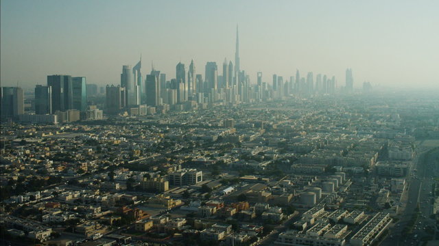 Aerial Downtown view Dubai Burj Khalifa Skyscraper UAE