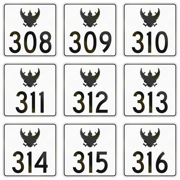 Collection of federal highway shields used in Thailand