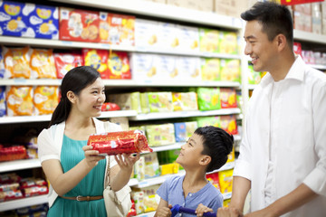 Family shopping in supermarket