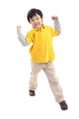 Cute boy showing strength