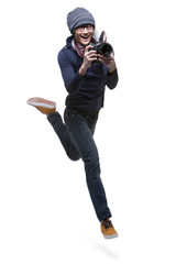 Cool young photographer with camera