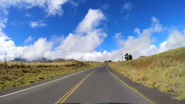 POV driving Mountain road Mt Mauna Kea Big Island Hawaii