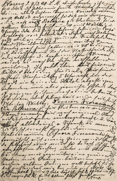 Handwritten text. Grunge paper texture background