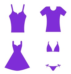 Vêtements mode femme en 4 icônes	