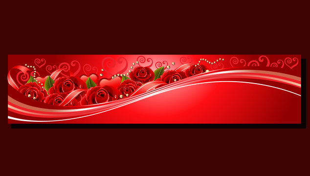 valentine red banner rose
