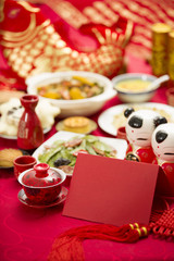 Naklejka na ściany i meble Chinese New Year decoration and food