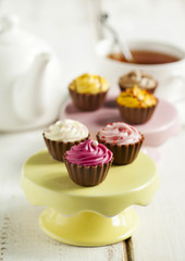 Delicious chocolate candies. Chocolate cupcake.