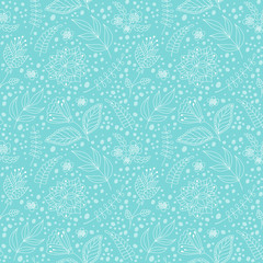 Seamless vector pattern with flowers and floral elements.