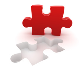 Fototapeta premium Final red puzzle piece
