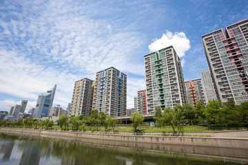 Fototapeta na wymiar View of residential buildings in Beijing