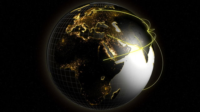 3D business cloud globe motion graphics internet network technology rotation USA