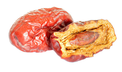 One dried date fruit with half