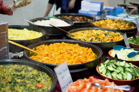 Fresh authentic buffet food at a market stall