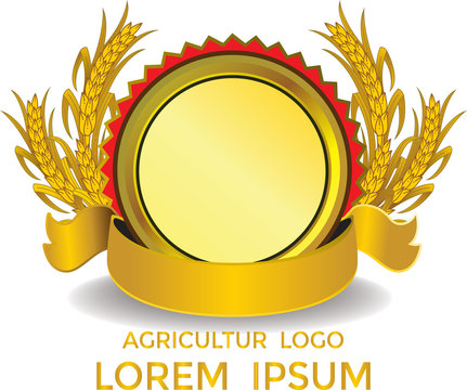 gold premium agriculture label logo vector design