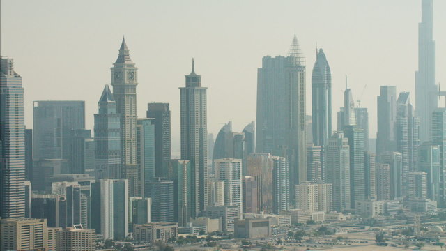 Aerial Dubai Burj Khalifa Skyscraper desert Persian Gulf UAE 