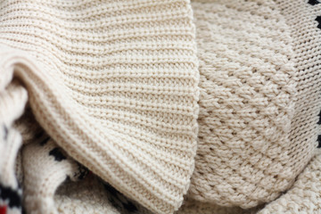 clothes from knitted knitwear close up