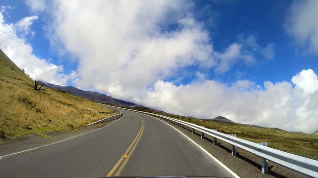 POV driving Mt Mauna Kea Hawaiian Islands Mountain Big Island 