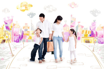 Fototapeta premium Cheerful family shopping