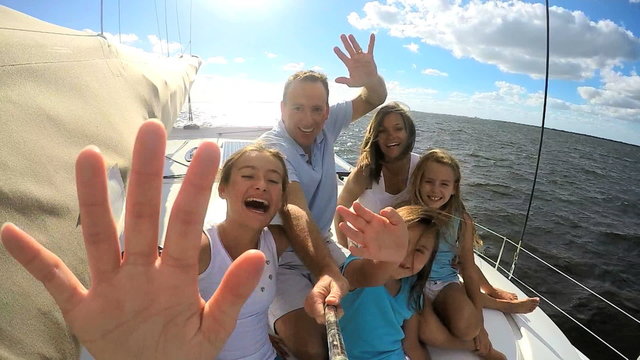 Caucasian Family Luxury Lifestyle Yacht Tourism Health Insurance Video Selfie