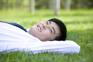 Businessman in the grass