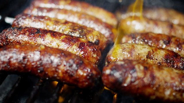 Flame Grilling Fresh Sausages Diet Living Appetite Protein Modern Appliance 
