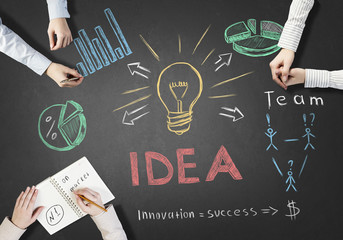 Creative work of business team