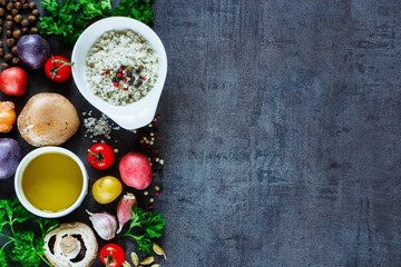 Various spices and vegetables