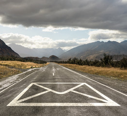 Email sign on asphalt road