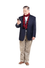 isolated standing old Asian old man