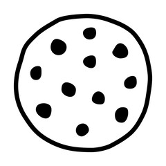 Chocolate chip cookie line art icon for food apps and websites