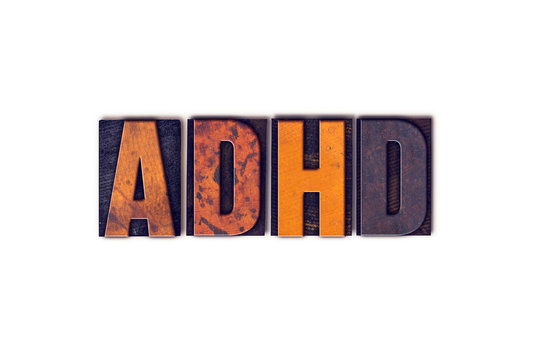 ADHD Concept Isolated Letterpress Type