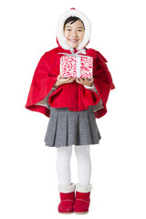Fototapeta premium Happy girl and Christmas gift