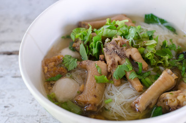 Noodle Soup with Chicken Legs