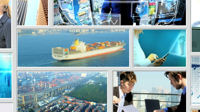 multiple motion graphics technology markets multi ethnic business smart phone
